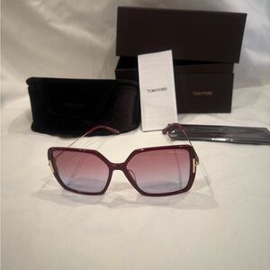 Tom Ford Burgundy Sunglasses with Gradient Lenses